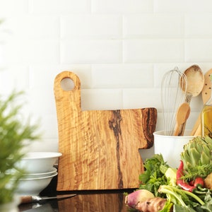 Rustic olive wood cutting serving board