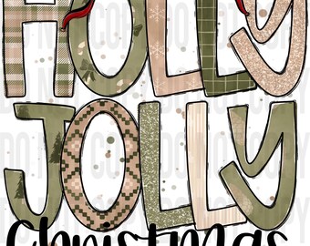Holly Jolly Christmas PNG、コケット、2 つのファイル (デジタル ダウンロード)