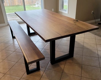 Walnut Dining Table with Bench