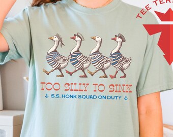 Summer Goose Comfort Colors® Shirt, Too Silly to Sink T-shirt, Vacation Shirt, Funny Summer Shirt, Beach T-shirt, Girls Summer Party Tee
