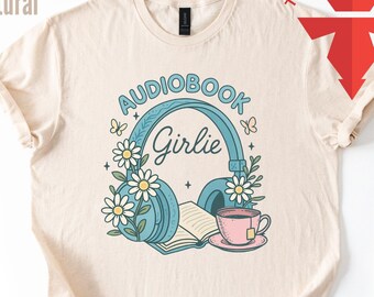 Audio Book Girlie T-shirt, Book Lover Shirt, Bookworm Girl Shirt, Gildan Softstyle Book Club Tshirt, Audio Book Shirt, Gift Tee for Her