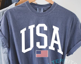 Comfort Colors USA Flag Tshirt, 4 of July Tshirt, USA Flag Tshirt, USA Shirt for 4of July, Independent Day Shirt, Retro Usa Pary, Usa Tee