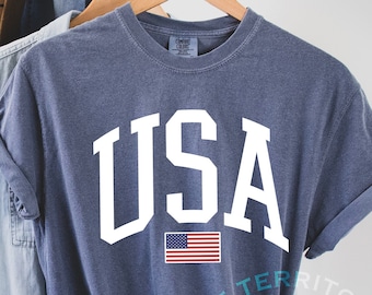 Comfort Colors USA Flag Tshirt, 4 of July Tshirt, USA Flag Tshirt, USA Shirt for 4of July, Independent Day Shirt, Retro Usa Pary, Usa Tee