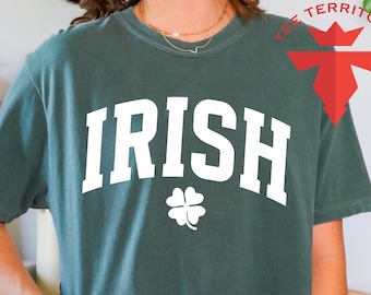 Comfort Colors® Irish Clover Shirt, St Patricks Day Shirt, 4 Leaf Clover T-Shirt, Lucky Shamrock Shirt, Women Saint Patricks Day Shirt