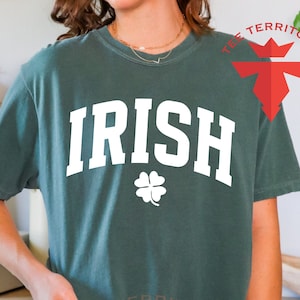 Comfort Colors® Irish Clover Shirt, St Patricks Day Shirt, 4 Leaf Clover T-Shirt, Lucky Shamrock Shirt, Women Saint Patricks Day Shirt