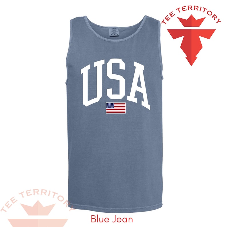 USA Comfort Colors Tank Top, Unisex USA Tank Top, Retro Style USA Tank Top, 4th of July Tank Top, Usa Flag Shirt, Usa Flag Tank Top, image 2