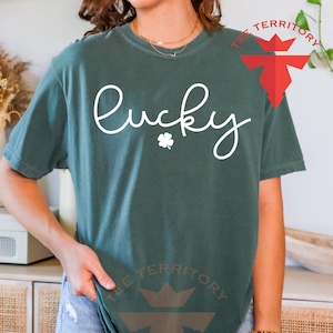 Comfort Colors® Lucky T-Shirt, 4 Leaf Clover Shirt, Saint St Patricks Day Shirt, Irish Family Matching Gift Shirt, Shamrock Clover Shirt