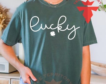 Comfort Colors® Lucky T-Shirt, 4 Leaf Clover Shirt, Saint St Patricks Day Shirt, Irish Family Matching Gift Shirt, Shamrock Clover Shirt