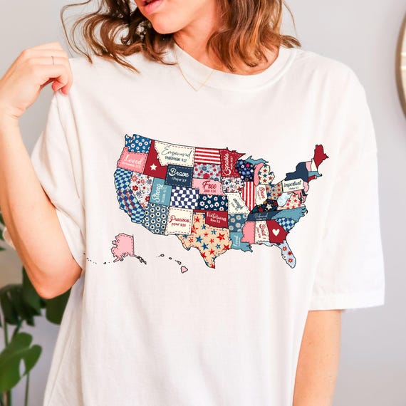 USA Comfort Colors Tshirt, America Map Tshirt, United States Map Shirt, USA Shirt for 4 of July, Independent Day Shirt, Retro Usa Tee