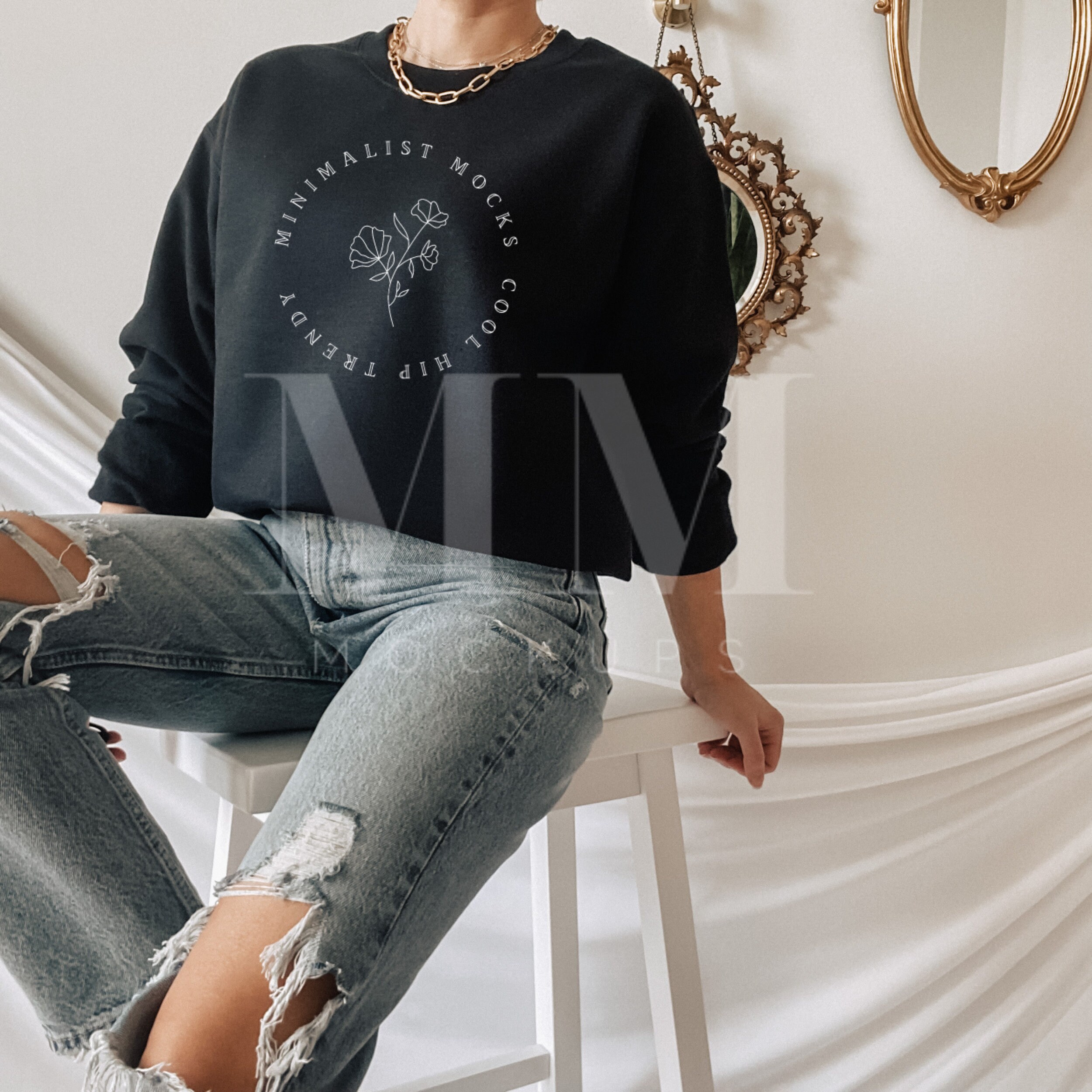 Download Gildan 18000 mockup. Gildan black sweatshirt mockup. | Etsy