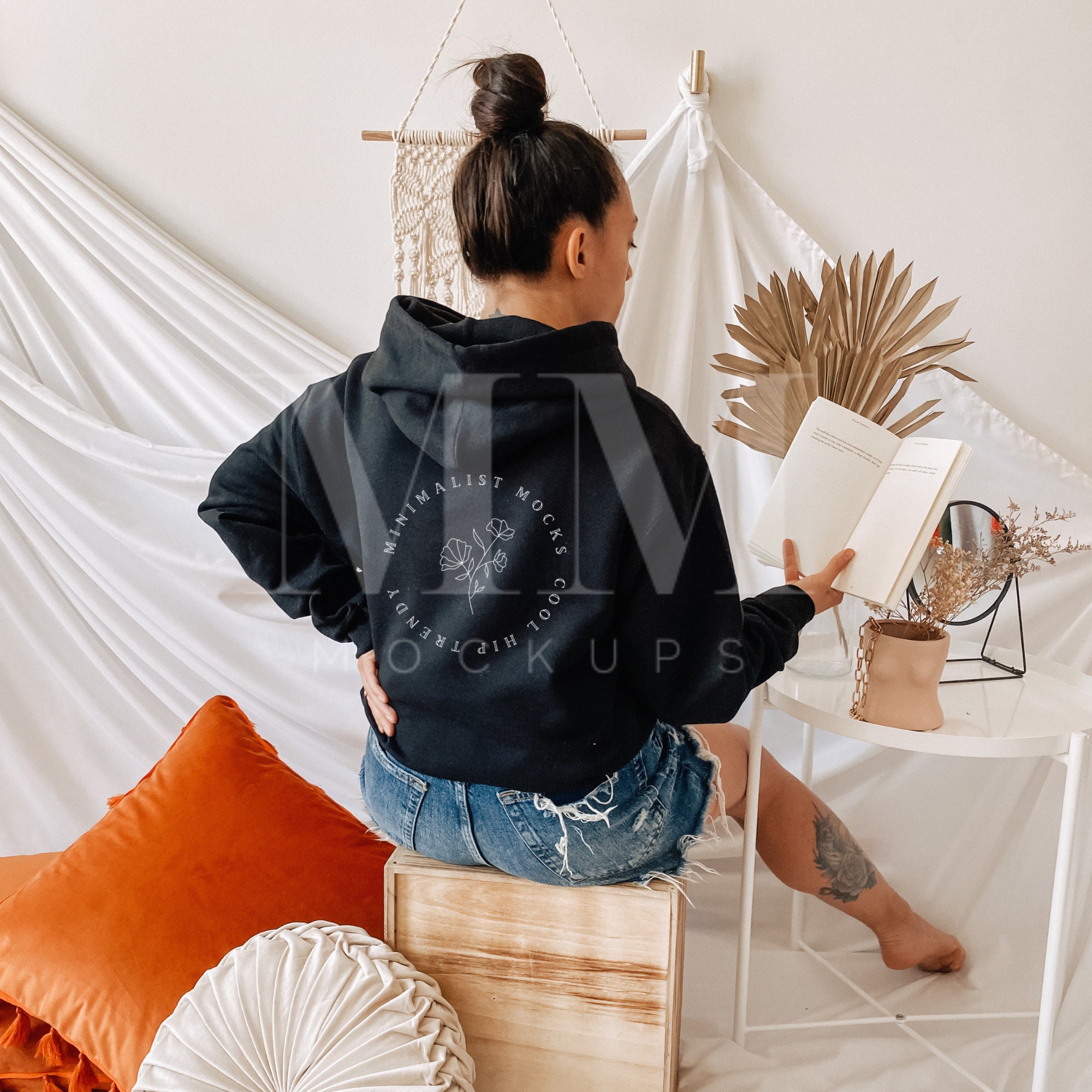 Download Gildan 18500 mockup. Gildan black hoodie back sweatshirt ...