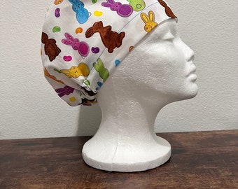 Easter Bunny Euro Scrub Cap, Adjustable Scrub Cap, Toggle Scrub Cap, Elastic Scrub Cap, Adjustable Surgical Scrub Cap For Women