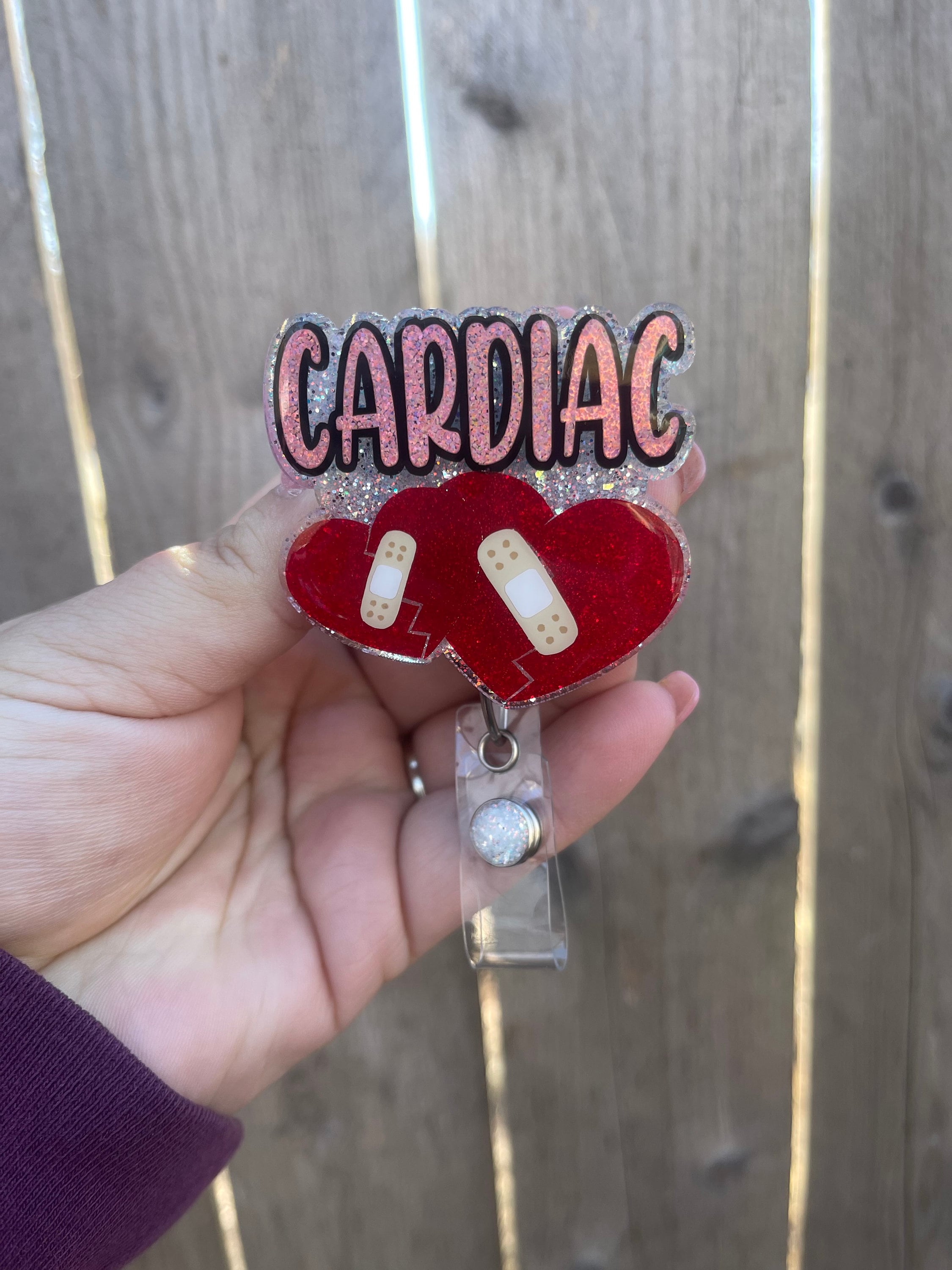 Cardiac Badge Reel| Heart Doctor Badge Reel| Cardiologist Badge Reel|  Cardiology Badge Reel| Retractable Badge| ID Card Holder| Glitter