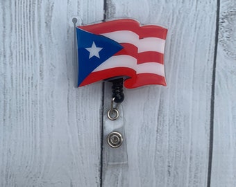 Custom Puerto Rico Drapeau Badge Bobine Rétractable ID nom Puerto Rican Badge Holder