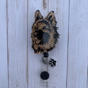 German Shepherd Badge Reel| Animal Badge Reel| Dog Lover Badge| RN ID Card Badge Reel| Retractable Badge| Glitter Badge| Vet Badge Reel|