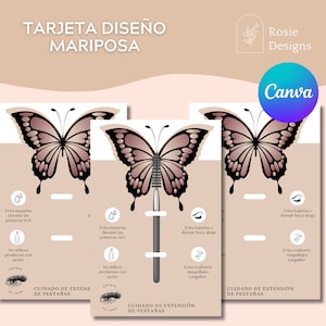 Tarjetas para el cuidado de las pestañas: diseño de mariposa personalizowalny artysta para rzęs