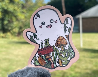 Ghost Mushroom Sticker // Halloween Sticker // Toadstool Sticker Co