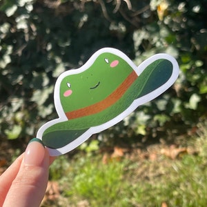 Frog Cowboy Hat Sticker // Frog Art Sticker 3.75 in x 1.75 in // Toadstool Sticker Co