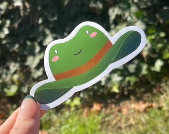Frog Cowboy Hat Sticker // Frog Art Sticker 3.75 in x 1.75 in // Toadstool Sticker Co
