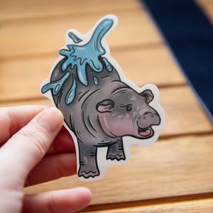 Moo Deng Sticker Water Splash || laptop sticker water bottle journaling notebook sticker
