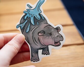 Moo Deng Sticker Water Splash || laptop sticker water bottle journaling notebook sticker