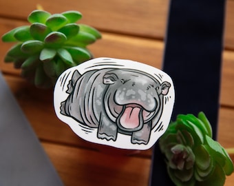 Moo Deng Sticker Weather Proof || laptop sticker water bottle journaling notebook sticker