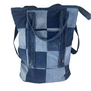 Patchwork Denim Convertible Backpack