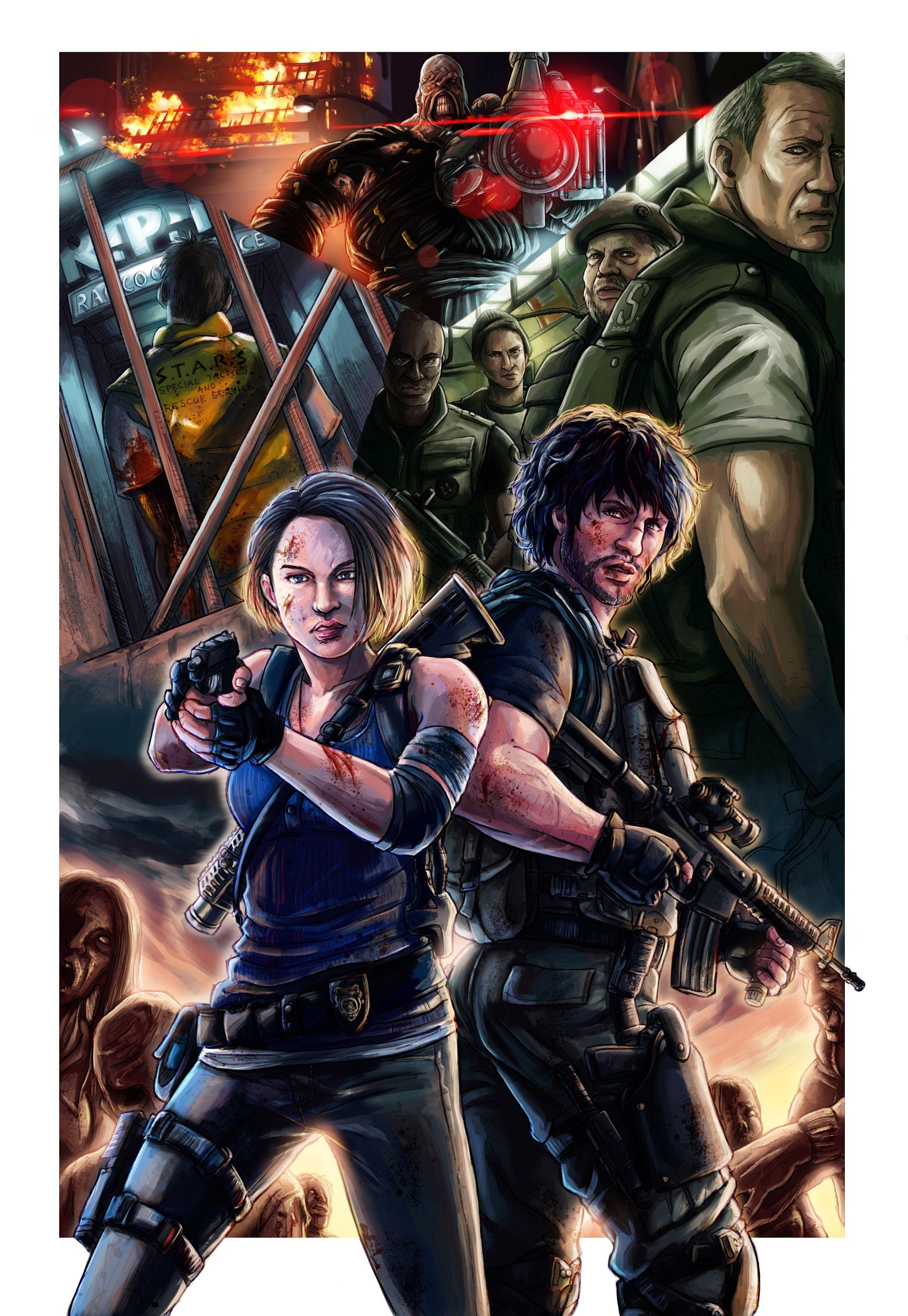 Jill Valentine Resident Evil 3 Remake A6 Postcard Art 