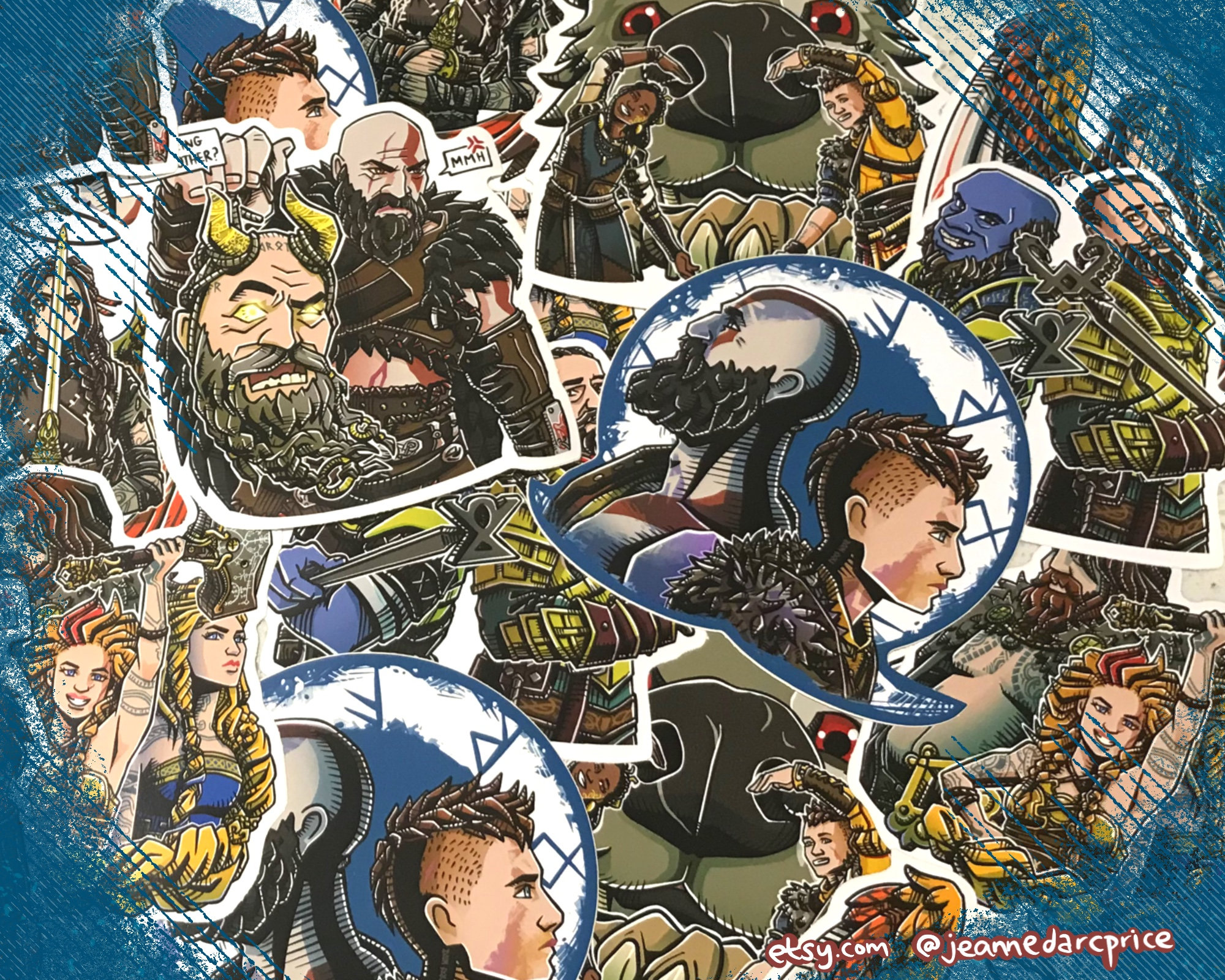 Thor GOW Temporary Tattoos for Cosplayers. Face Runes, Chest and Stomach  Designs for Viking Cosplaying. God Of War Costume