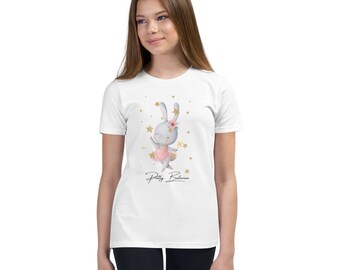 Pretty Ballerina Jeugd T-shirt met korte mouwen Schattig konijntje meisjes-T-shirt ballerina voor meisjes