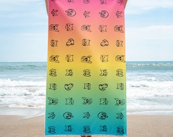 Rainbow Beach Towel Animal Beach Towel Dog Pool Towel Cat Pool Towel Water Absorbent Towel