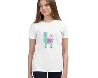 Geen Drama Llama T-shirt met korte mouwen Kinderen Lama T-shirt Schattig dierenshirt met korte mouwen