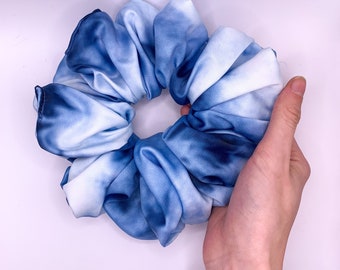 Giant Silk Scrunchie - "Big Top" Storm Cloud XXL Scrunchie for Thick Hair Scrunchies Silk - Large Scrunchie -Oversized Scrunchie Cloud Print