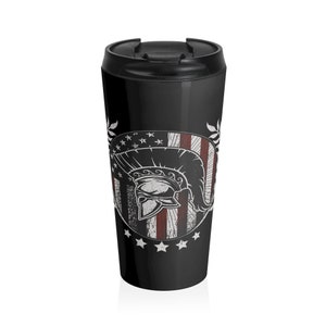 American Spartan Crest - Caneca de viagem em aço inoxidável
