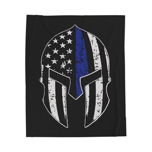 Thin Blue Line Series: Blue Line Spartan - Plush Blanket