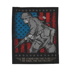 We stand for the flag and we kneel for the fallen - Plush Blanket