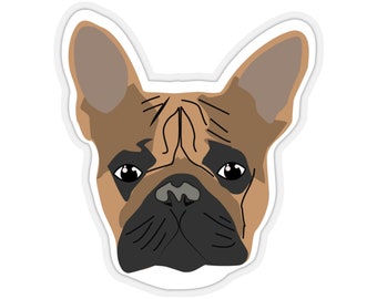 French Bulldog Face, Water bottle sticker, Frenchie sticker, Dog Lover