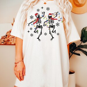 Comfort Colors, Dancing Christmas Skeletons, Festive Skeletons, Boho Christmas, Trendy Christmas, Gift for Friend