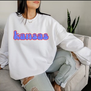 Kansas Sweatshirt, Football, Basketball, University of Kansas Sweatshirt, Gifts for Mom, Girlfriend, Wife, Sport Sweatshirt, College
