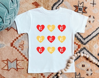 Youth KC Chiefs Tee, KC Hearts, Kansas City Youth Shirt, Kansas City