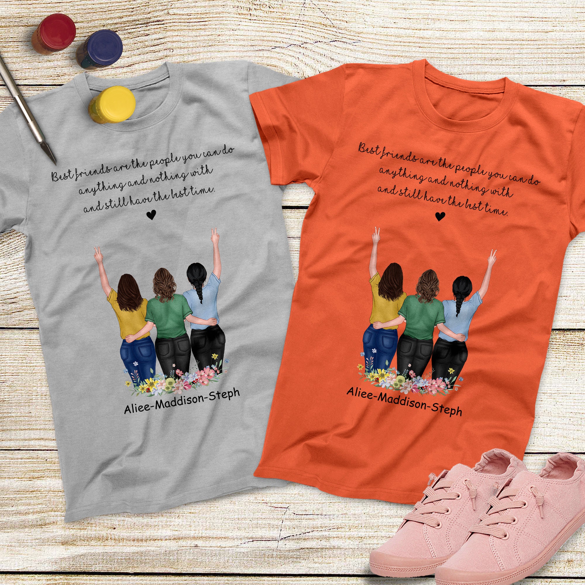 Personalised Gift for Best Friend Shirt, 2-3-4 Friend Group