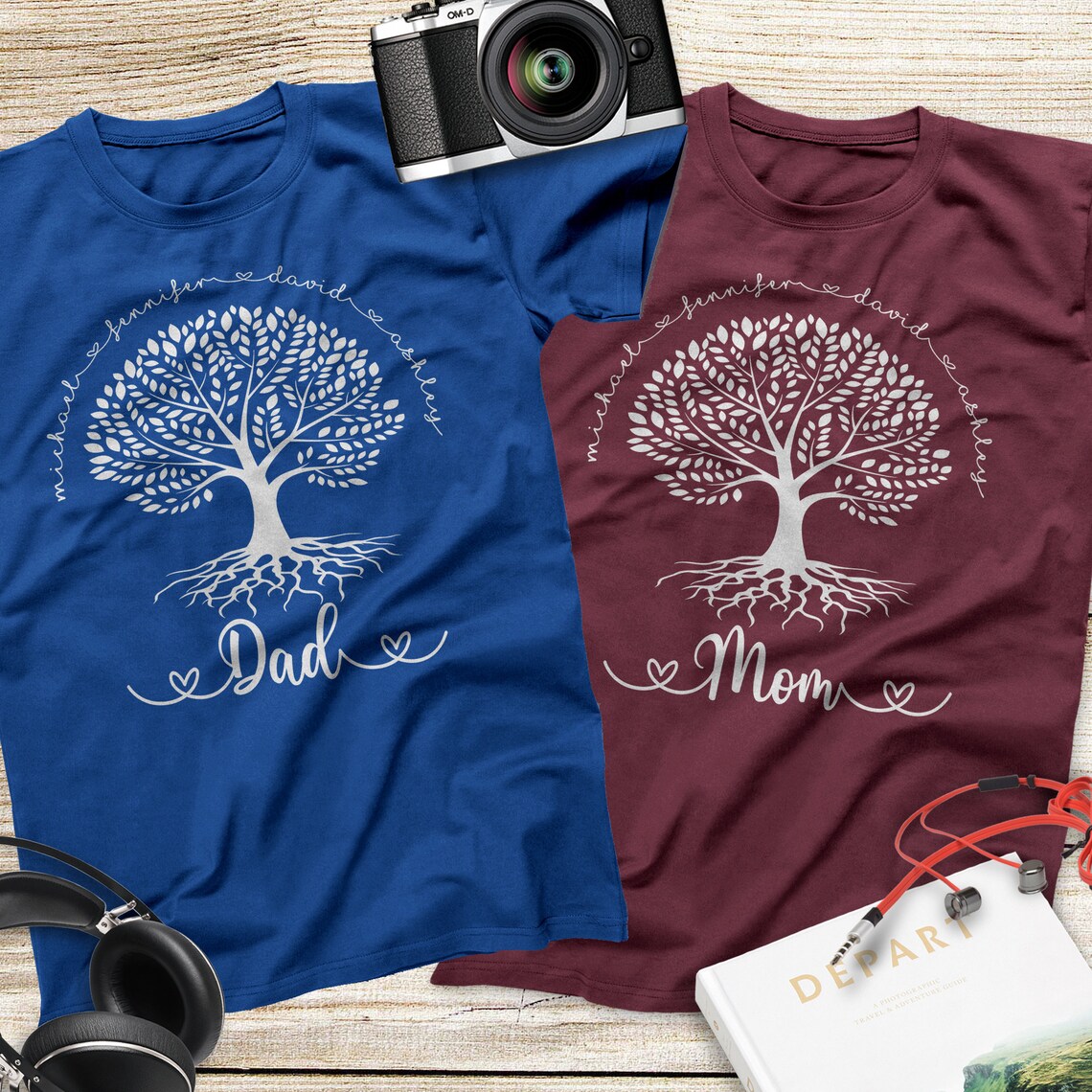 Custom Dad or Mom Family Tree With All Kids Names T-Shirt | Etsy