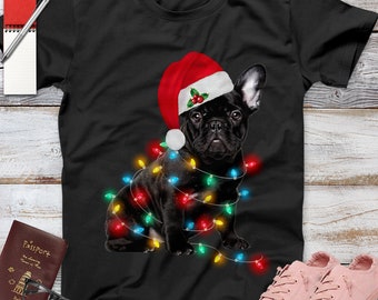Black French Bulldog Christmas Light Around Body Dog Shirt, Dog Lover, Dog TShirt, Dog Owner Shirts, Dog Gifts, Dog Gifts For Owners