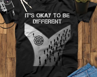 It's Okay To Be Different Firefighter Shirt, Thin Red Line Shirt, Firefighter Gift, Firefighter Birthday, Father's Day Gift Mothers Day Gift