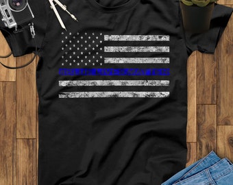 Blue Lives Matter Flag Police Shirt, Police Officer Gifts, Police The Police Shirt, Thin Blue Line Shirt