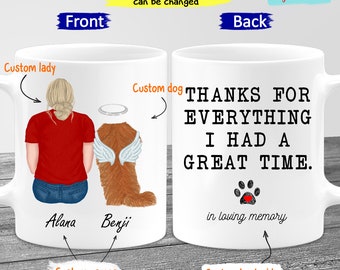 Custom Photo Name Lady Dog Personalized Pet Memorial Mug Pet Loss Dog Loss Gift Thanks For Everything I Had A Great Time Sympathy Gift Women