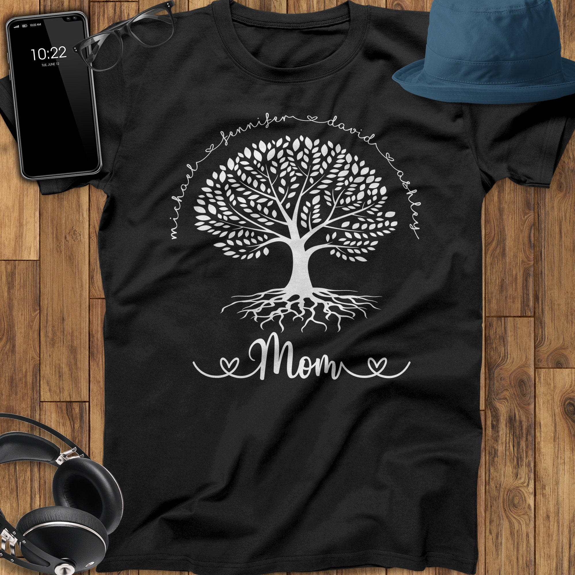 Custom Dad or Mom Family Tree With All Kids Names T-Shirt | Etsy