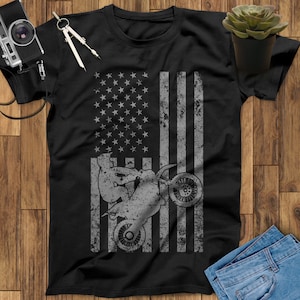 American Flag Motocross Shirt, Dirt Bike Shirt, Adventure Shirt, Motocross Gift, Dirt Bike Gifts