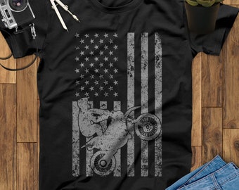 American Flag Motocross Shirt, Dirt Bike Shirt, Adventure Shirt, Motocross Gift, Dirt Bike Gifts