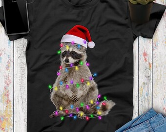 Raccoon Christmas Light Shirt, Raccoon Print, Funny Raccoon, Raccoon Sweatshirt, Animal Shirt, Raccoon Art, Pet Shirt, Shirts For Women Men